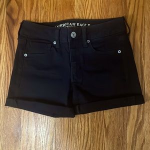AEO Black Midi Shorts